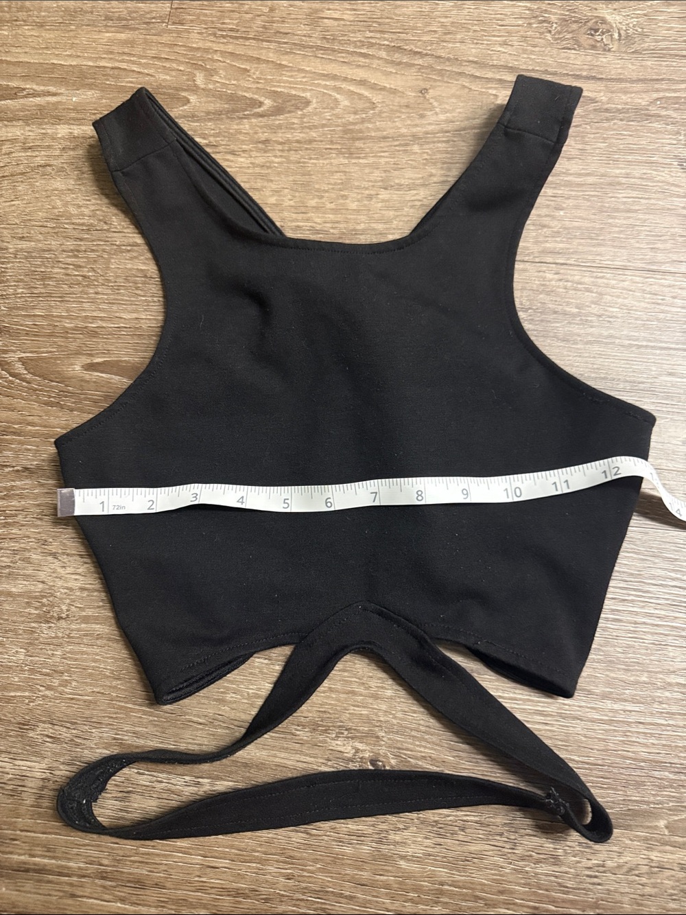 Tobi Black Cropped Tank with Tie Around Strap Detail